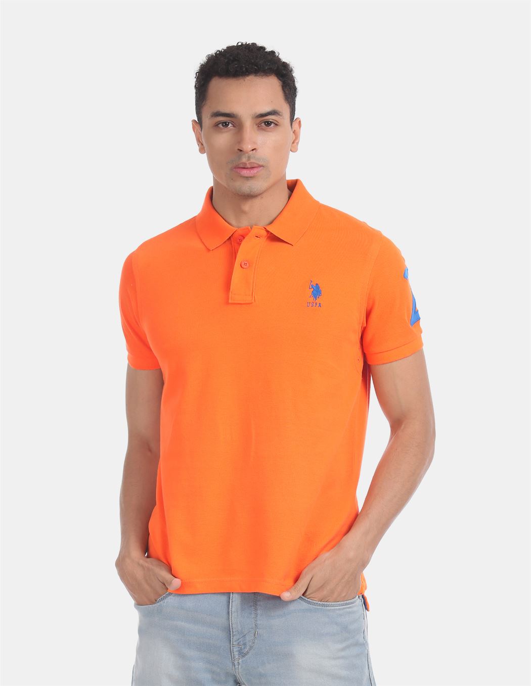 U.S.Polo Assn. Men Casual Wear Orange T-Shirt